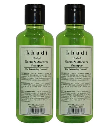 Khadi Herbal Neem & Aloevera Shampoo 420 mL Pack of 2