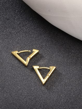 NVR Men Gold-Plated Geometric Shape Stainless Steel Studs Earring-Gold / Male / Adults