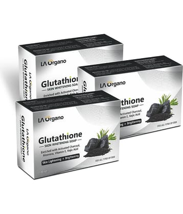 LA ORGANO Glutathione Charcoal Skin Lightening & Brightening Bathing Soap 300 g Pack of 3