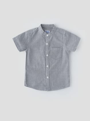 Classy & Striped Half Sleeved Mandarine Collar Shirt for Boys-1-2 YEAR