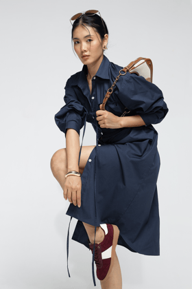 Elliot Shirt Dress : Prussian Blue-XS-S
