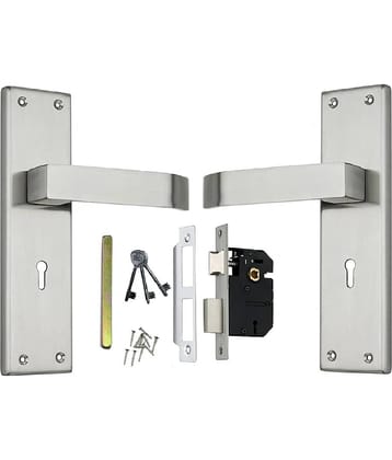 ONMAX  8 Inches Stainless Steel Heavy Duty Mortise Door Lock for Bedroom, Living Room, Main Door, Silver Satin Finish | 3 Keys | 6 Lever Double Stage Lockset for House Hotel Office (HML6+SS801S)