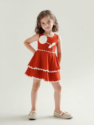 Girl's Imported One-piece [GD-7565] (1-7 Years )-1-2Y (Size - 18) / Imported / Rust