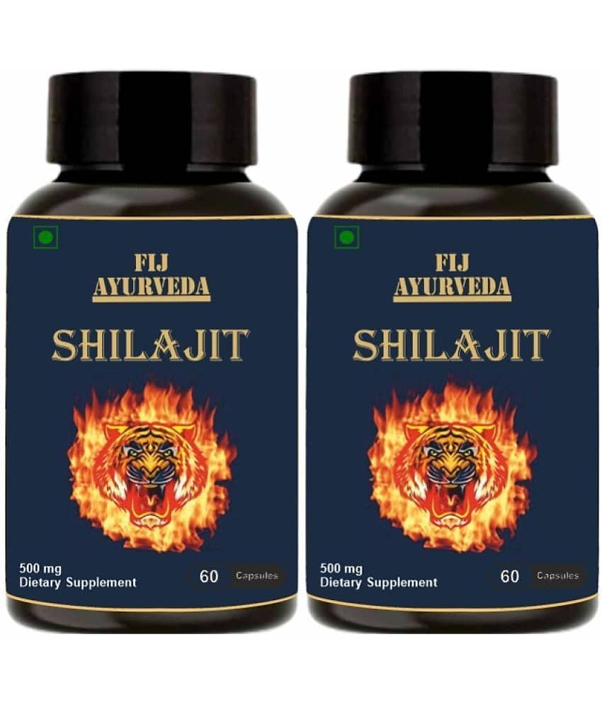 FIJ AYURVEDA Shilajit  Capsule Supports Vigor & Vitality - 500mg 60 Capsules (Pack of 2)