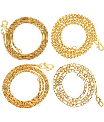 AanyaCentric Combo of 4 Gold Plated 28inches Long Fashion Chain