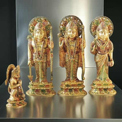 Brass Ram Darbar Statue for Home Mandir | Decorative Brass Idol, Height : 9.2 Inch (BSMAS1380 D)