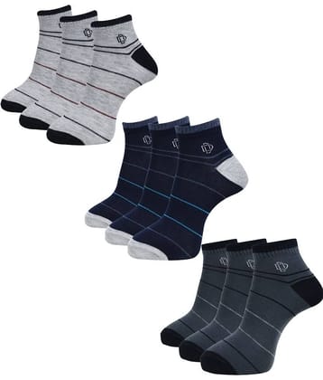 Dollar Cotton Blend Men's Striped Light Grey Ankle Length Socks ( Pack of 6 )