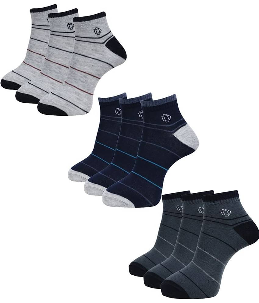 Dollar Cotton Blend Men's Striped Light Grey Ankle Length Socks ( Pack of 6 )