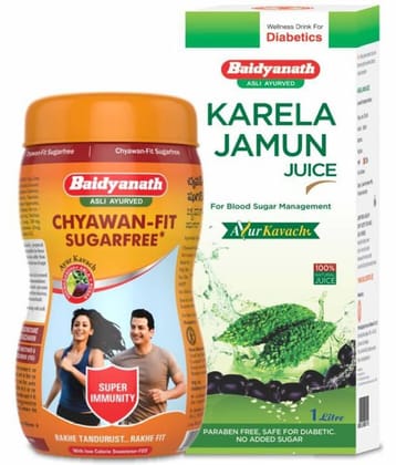 Baidyanath Diabetic Wellness Kit, Chyawanfit 1 kg + Karela Jamun Juice 1 L