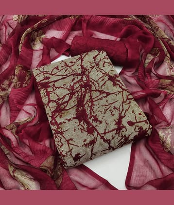 Kashvi Unstitched Crepe Dyed Dress Material - Maroon ( Pack of 1 )