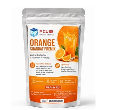 P CUBE Orange Sharbat Premix 150 gm P CUBE Orange Sharbat Premix 150 gm