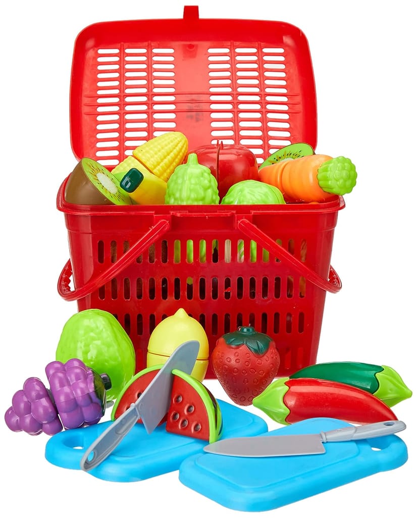 Fruit and Vegetable Basket Toy for Kids|Pretend and Play Food Basket |Realistic Cutting and Slicing | Ideal for Kids Age 3+/7...