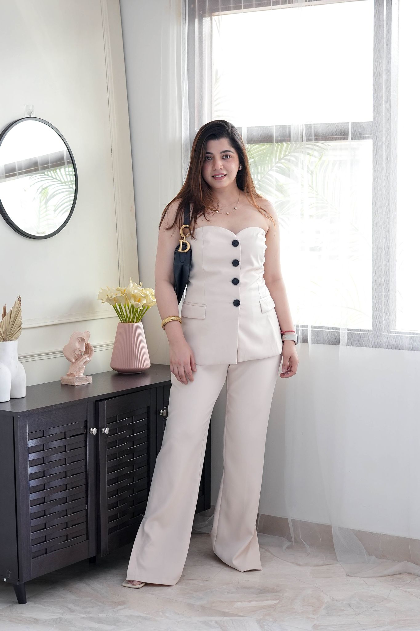 Obello Off White Tube Co-ord Set-L-XL