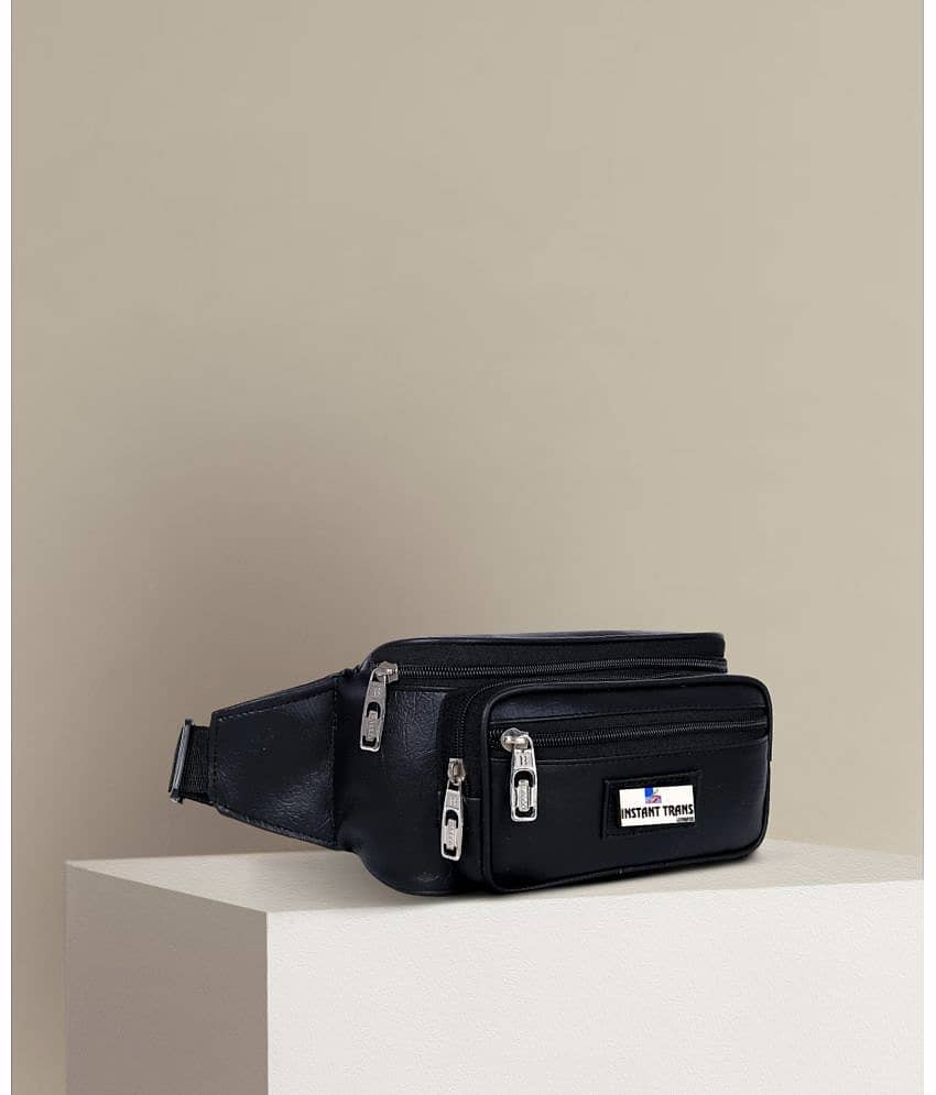 TRANSLUGGAGE Leather Black Waist Pouch
