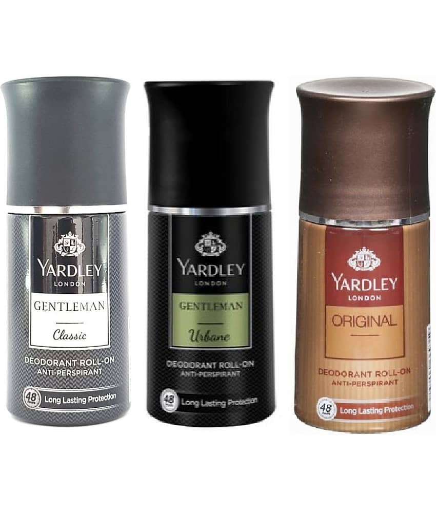 Yardley London - CLASSIC ,URBAN &ORIGNAL Deodorant Roll-ons for Men,Women 150 ml ( Pack of 3 )