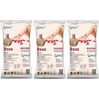 3 Packs of Mohila Hair Removal Rose Wax Powder for Men Women Painless Body Hair Removal Wax Powder (100 gm each)