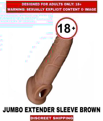 Jumbo Brown  Color Close Ended Soft Silicon Penis Sleeves For Men