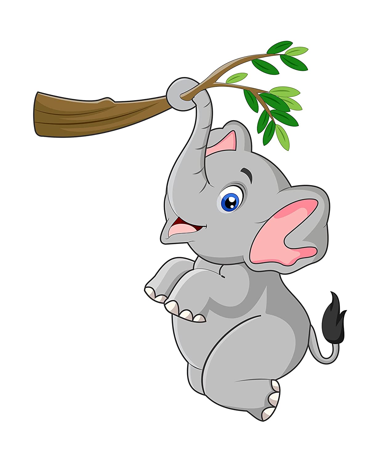 DreamKraft Hanging Elephant on Tree Branch Animal, Botanical Wall Sticker (Multicolor PVC Vinyl 94 cm X 79 cm)