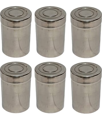 Dynore 6 Mini Storage Dabbi Steel Silver Utility Container ( Set of 6 )
