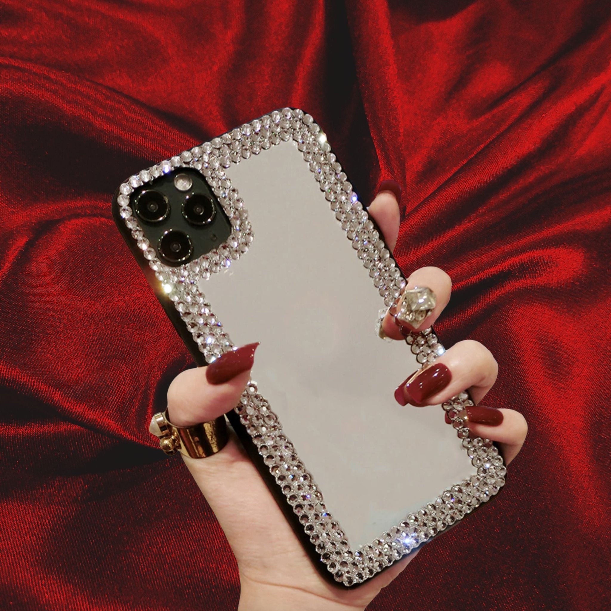 Diamond Rhinestones Mirror Case-iPhone 13 Pro