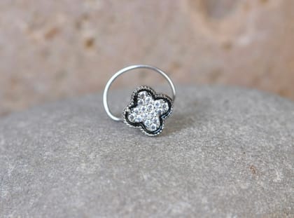 House Of Club Zirconia Silver Nose Pin