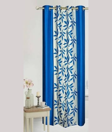 N2C Home Floral Semi-Transparent Eyelet Curtain 9 ft ( Pack of 1 ) - Teal