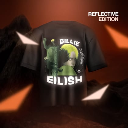 Billie Ellish Designed Oversized Reflective T-shirt-XS