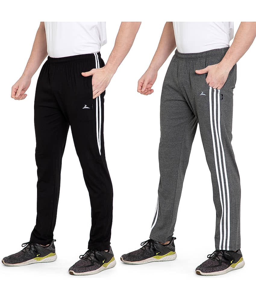 Zeffit Solid Men Black, Grey Track Pants (Pack Of 2 )