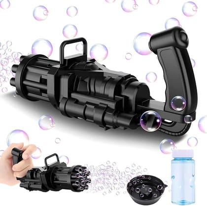 Bubble Gun- 8 Hole Automatic Gatling Bubble Gun Blower Maker, with 3 Batteries and Bubble Water(Assorted Color) Bubble Gun- 8 Hole Automatic Gatling Bubble Gun Blower Maker, with 3 Batteries and Bubble Water(Assorted Color)
