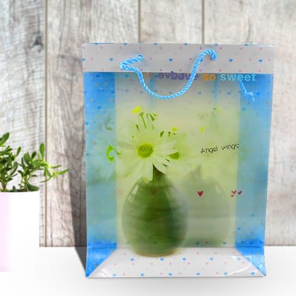 Plastic Transparent Bag With Handle (1 Pc / 34 x 26 Cm)_assorted colour