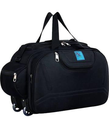 AXEN BAGS 55 Ltrs BLACK Polyester Duffle Trolley
