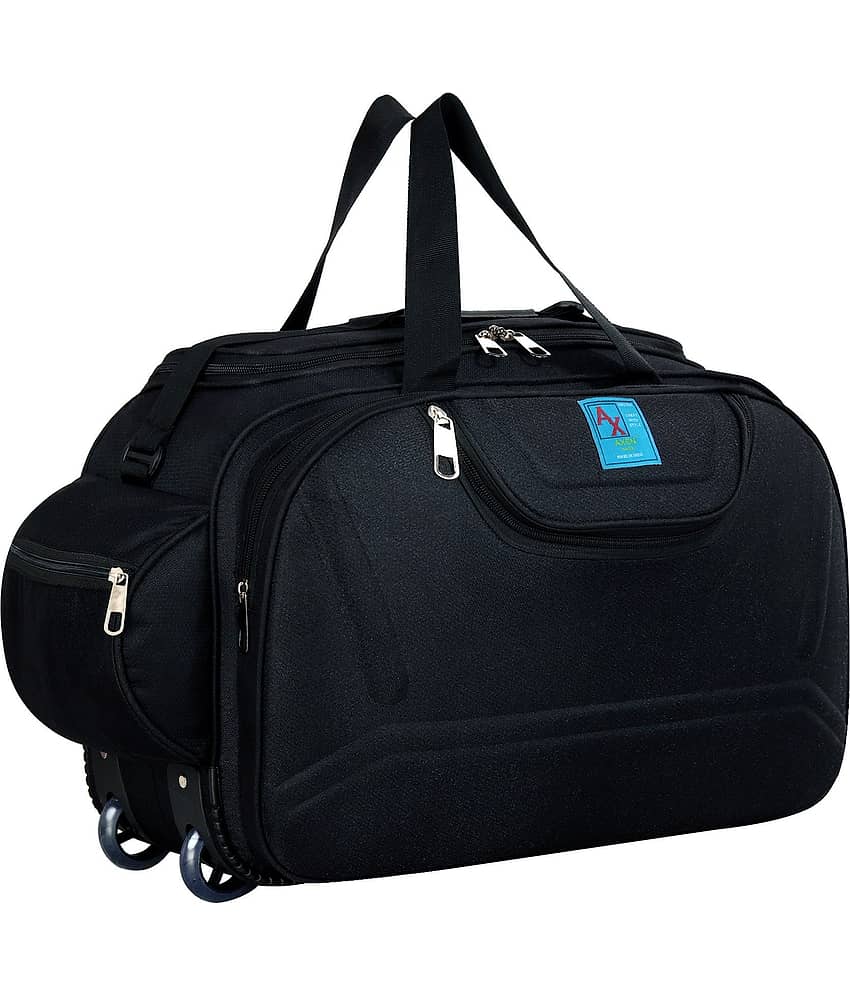 AXEN BAGS 55 Ltrs BLACK Polyester Duffle Trolley
