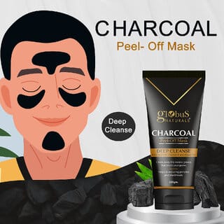Globus Naturals Activated Charcoal Peel Off Mask for Removing Excess Oil Dirt  Detoxifies Skin 100g