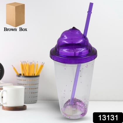 High Quality Plastic&nbsp;Creative Cold Drink Cup / Tumble, Reusable Tea Coffee Tumbler with Lid and Straw, Double Wall Plastic Drinking Sport Bottle,&nbsp;Travel Tumbler (1 Pc / Mix Color)