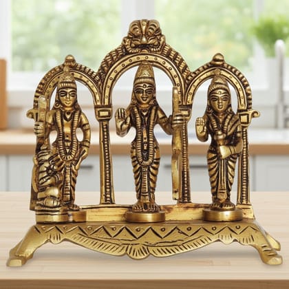 Brass Ram Darbar Puja Idol | Handcrafted Brass Ram Parivar Murti, Height : 4.5 Inch (BSMAS1394 D)