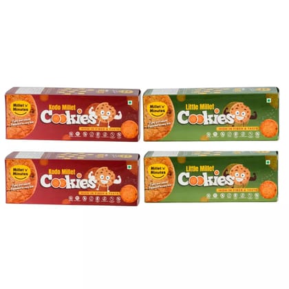 MilletnMinutes Kodo Millet (2 Packs) & Little Millet (2 Packs) – Combo of Gluten-Free, Nutrient-Rich Whole Grains – Ideal for Healthy, Balanced Meals - 100gm*4