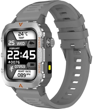 SKYRISE Sports Edition Smartwatch | Heart Rate | Steps | Wireless Charging Smartwatch (GREY Strap, 1.73 Inch Big Sunlight Proof Display)