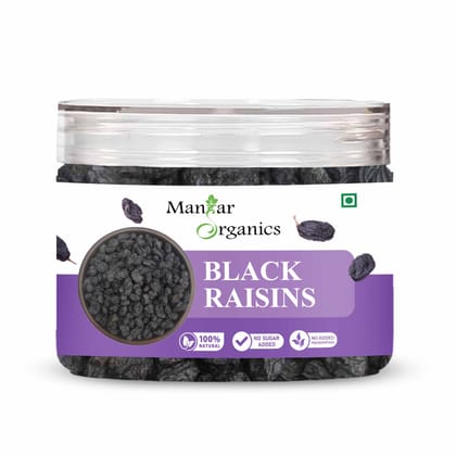 ManHar Organics Black Raisins 200gm Jar  | Kali Kishmish | Kala Draksh | Sulphate-Free | Rich in Iron, Antioxidants & Natural Sweetness | Healthy Snacking & Cooking Dry Fruit