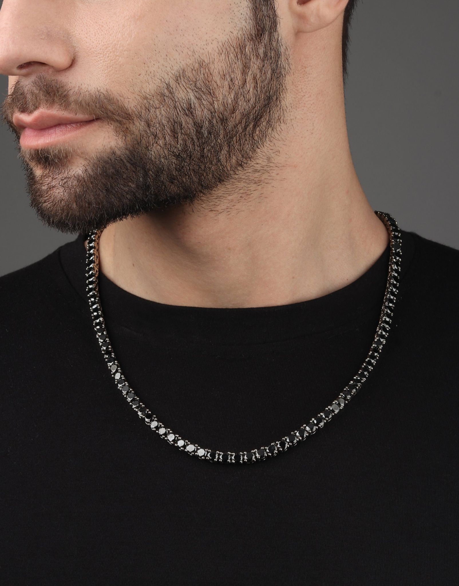 Tennis Chain 5mm - Black-18 Inches / Black Onyx