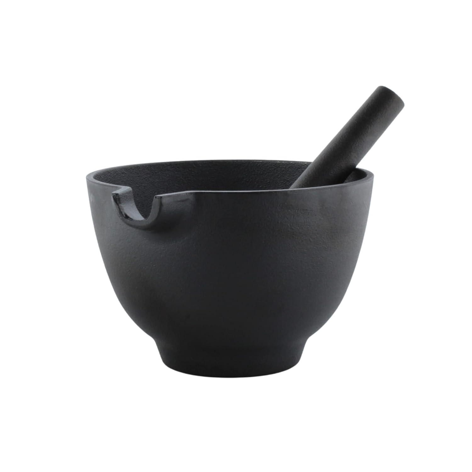 Trilonium Pre-Seaseoned Cast Iron Khal batta | Mortar and Pestle set - Herbs and spice masher 15 cm