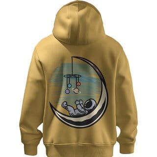 BULL CLOTHING Astronaut Baby Moon Graphic Mustard Yellow Hoodie 60 Cotton 40 Poly 280 GSM Unisex Casual Sweatshirt (L) BULL CLOTHING Astronaut Baby Moon Graphic Mustard Yellow Hoodie 60 Cotton 40 Poly 280 GSM Unisex Casual Sweatshirt (L)