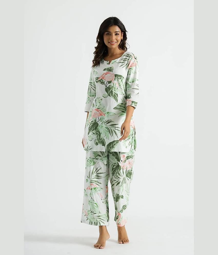 Label Flavia Women Printed Tunic With Trousers Co-Ord Set ( Multi Color )