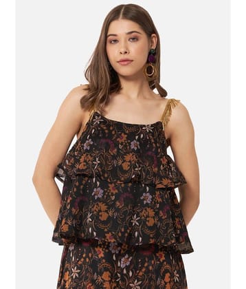 ALL WAYS YOU Women's Georgette Tiered Top ( Black )