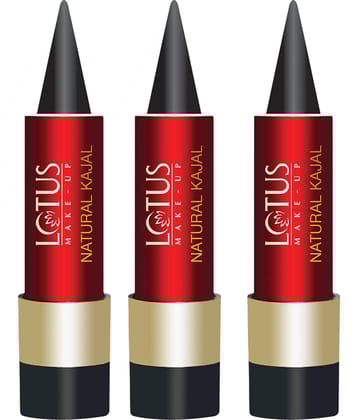Lotus Make,Up Natural Kajal , Black 4g (Pack Of 3)