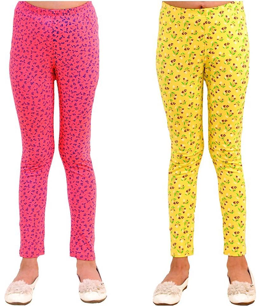 Kids Cave Pack of 1 Girls Cotton Blend Leggings ( Orange )