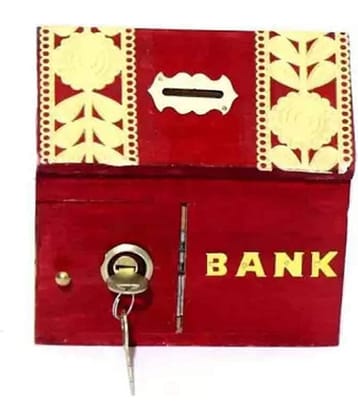 SWH Wood Brown Piggy Bank ( Pack of 1 )