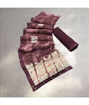 Bhuwal Fashion Georgette Dyed Saree With Unstitched Blouse Piece ( Pink )