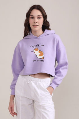 No Talk Me Im Angy- Crop Hoodie-L