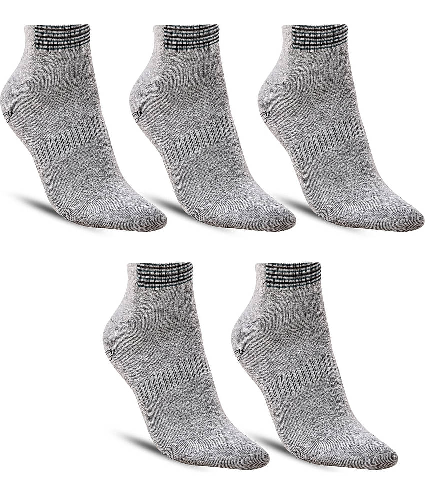 Dollar - Cotton Men's Solid Grey Melange Ankle Length Socks ( Pack of 5 )
