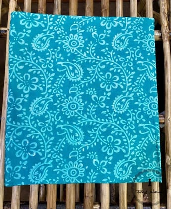 Elegant Unstitched Cotton Fabric for Kurtas-Turquoise